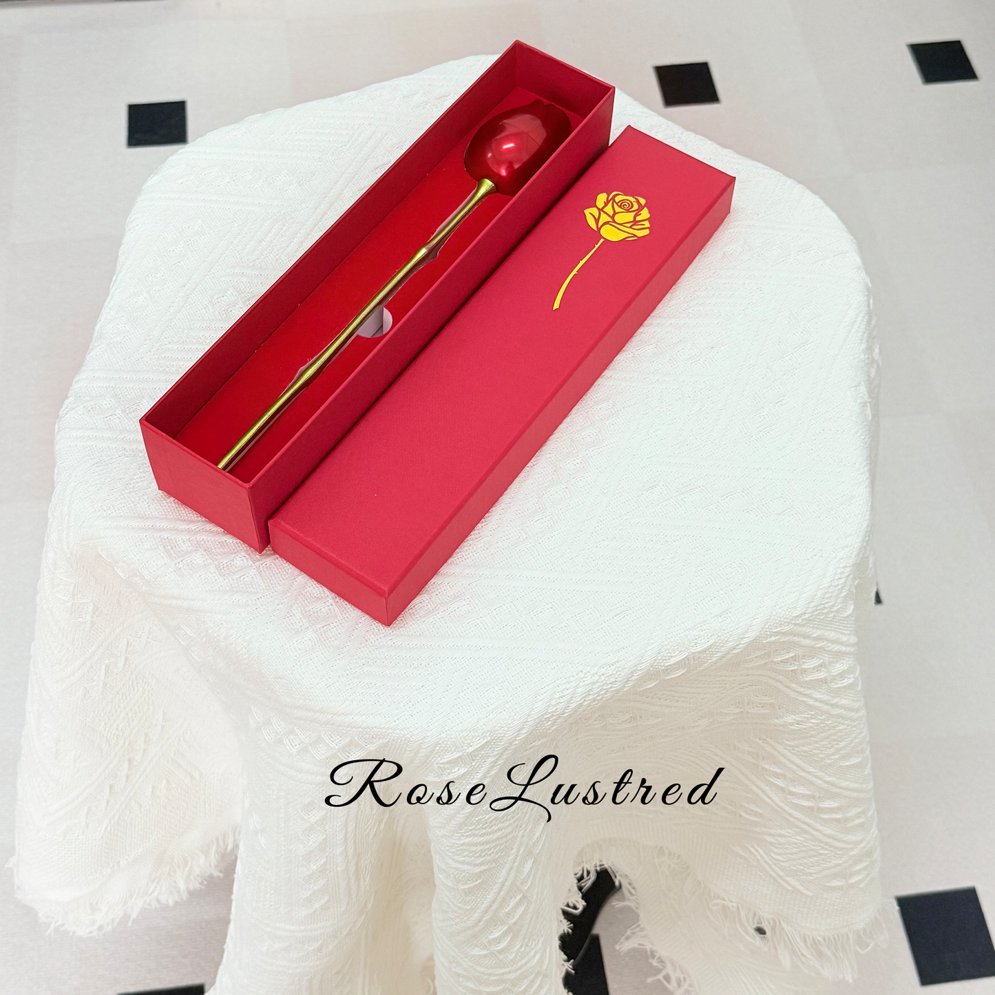 A Rose with Necklace earrings ring set · Romantic Gift Box