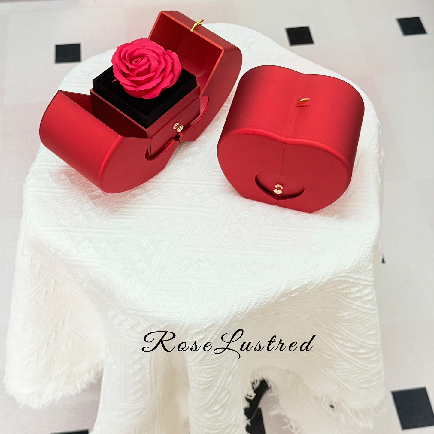 Soap Flower Apple Jewelry Box with Colored diamond Necklace · Romantic Gift Box