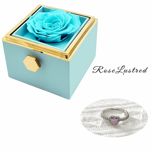 Eternal Rose - Eternal Rotating Flower Box with heart love diamond Ring · Romantic Gift Box