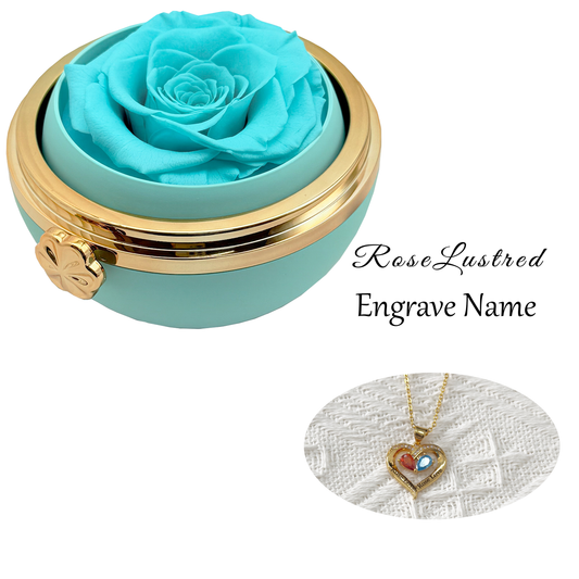 Eternal Round Rose Box Custom Engraved Necklace · Romantic Gift Box