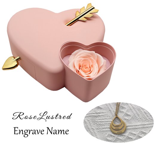 Eternal Heart Love Jewelry Box with Custom Engraved Necklace · Romantic Gift Box