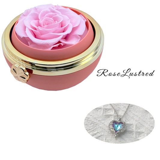 Eternal Round Rose Box with Colored diamond Necklace · Romantic Gift Box