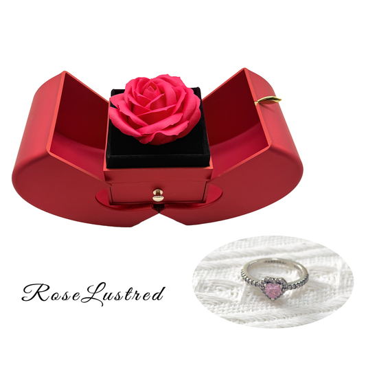 Soap Flower Apple Jewelry Box with heart love diamond Ring · Romantic Gift Box