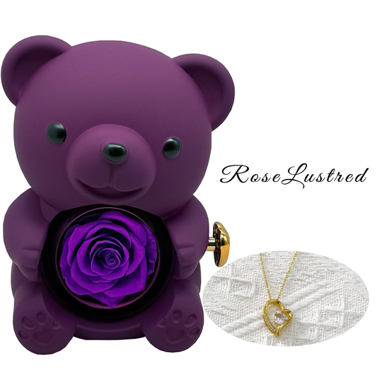 Eternal Rose Bear with heart love Necklace · Romantic Gift Box