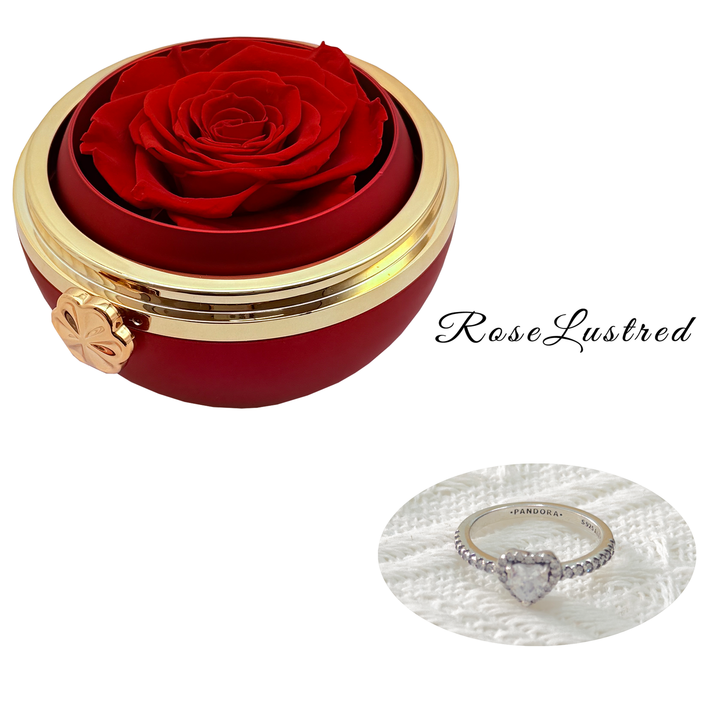 Eternal Round Rose Box with Heart love diamond Ring · Romantic Gift Box