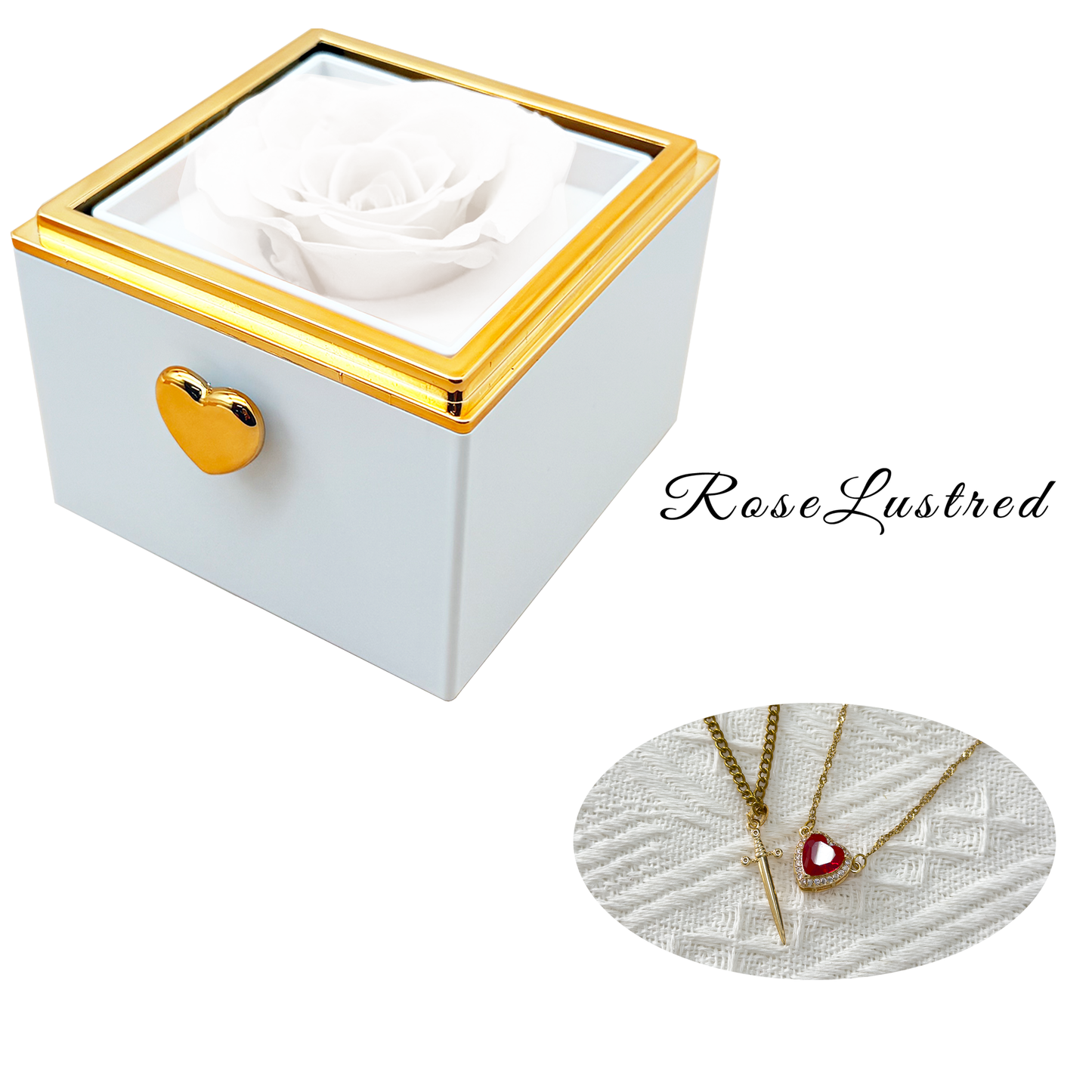 Eternal Rose-Ejection flower box with Couple Necklace · Romantic Gift Box