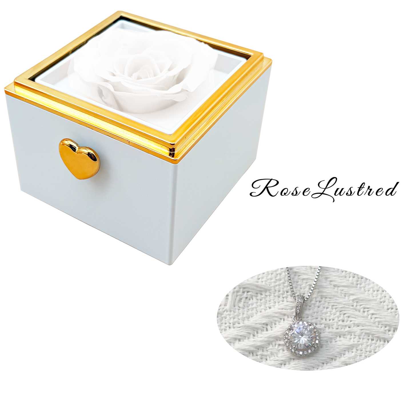 Eternal Rose-Ejection flower box with Round diamond necklace · Romantic Gift Box
