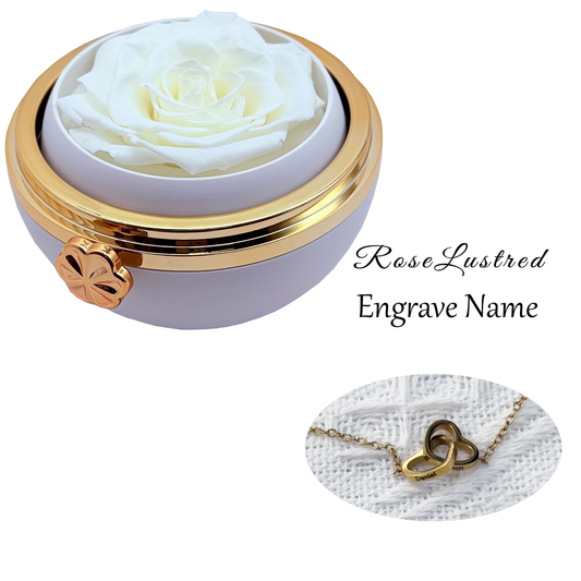 Eternal Round Rose Box with Custom Engraved Necklace · Romantic Gift Box