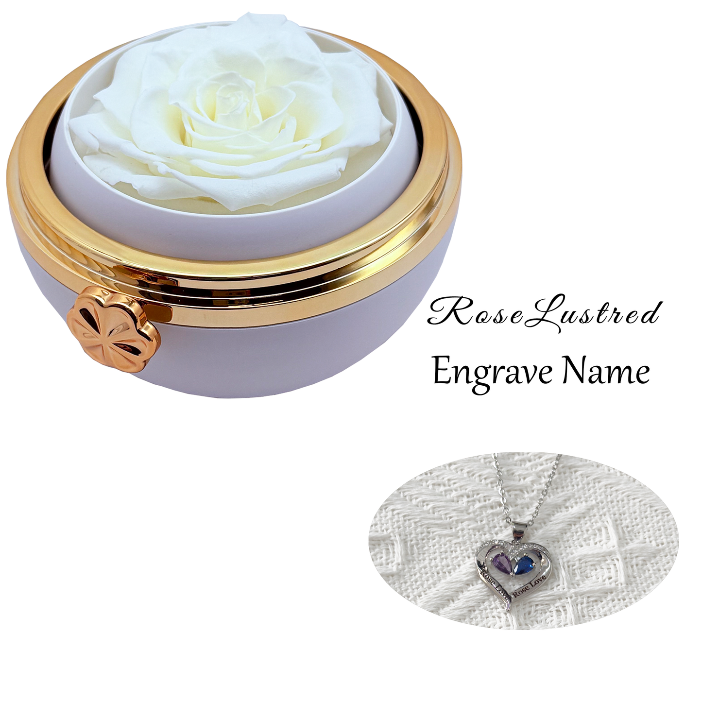 Eternal Round Rose Box Custom Engraved Necklace · Romantic Gift Box
