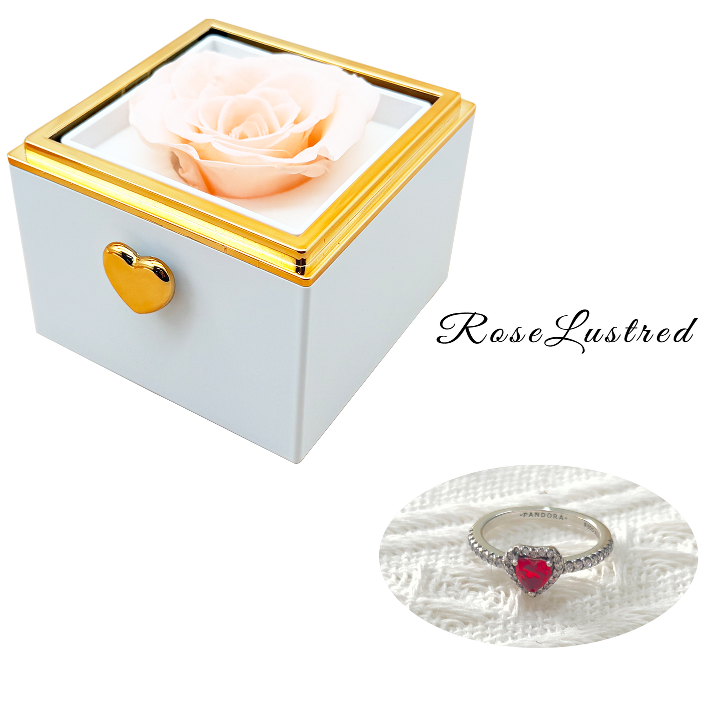Boîte à fleurs Éternelle Rose-Éjection avec bague diamant en forme de cœur · Coffret cadeau romantique