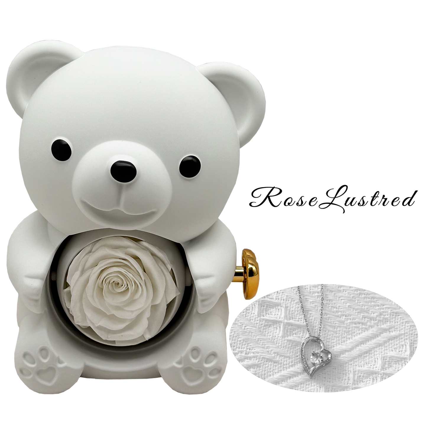 Eternal Rose Bear with heart love Necklace · Romantic Gift Box