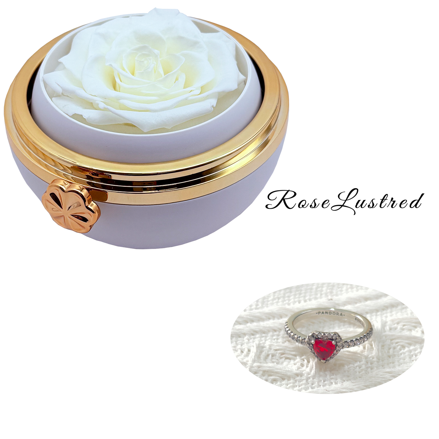 Eternal Round Rose Box with Heart love diamond Ring · Romantic Gift Box
