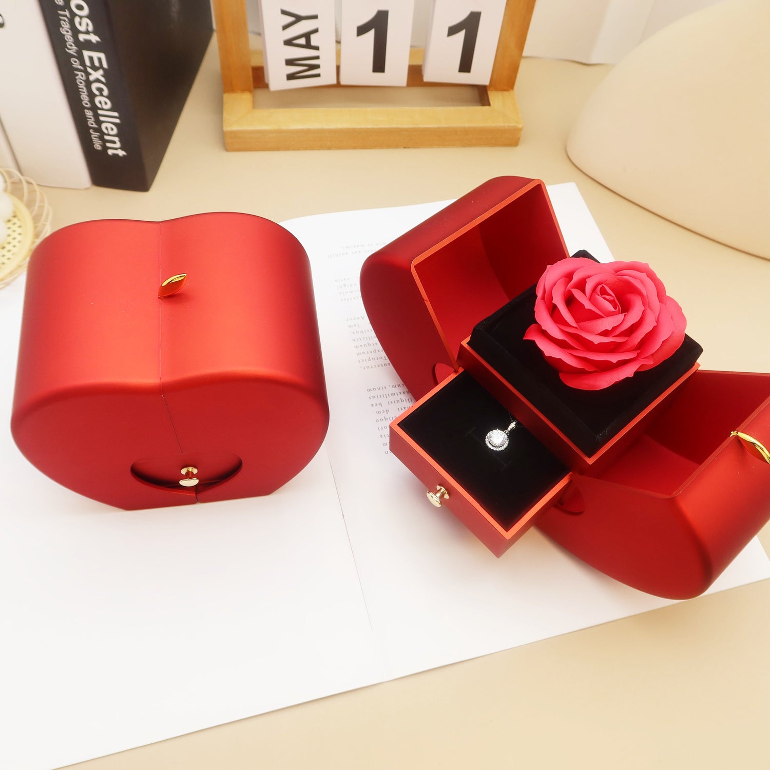 Soap Flower Apple Jewelry Box