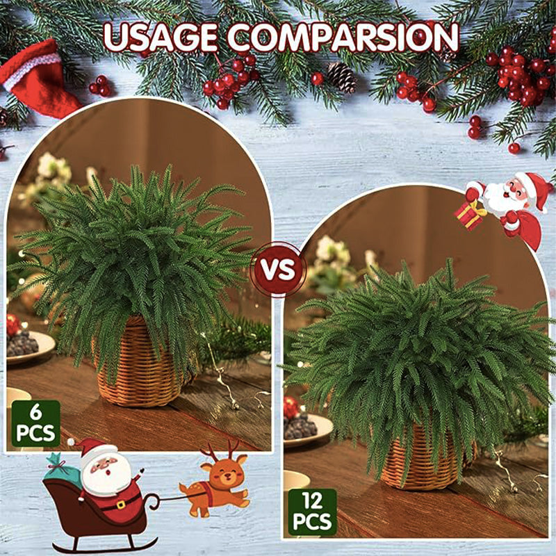 18-inch faux Norfolk Pine Green Christmas Pine Branch Indoor/Outdoor Decor (6-piece set)