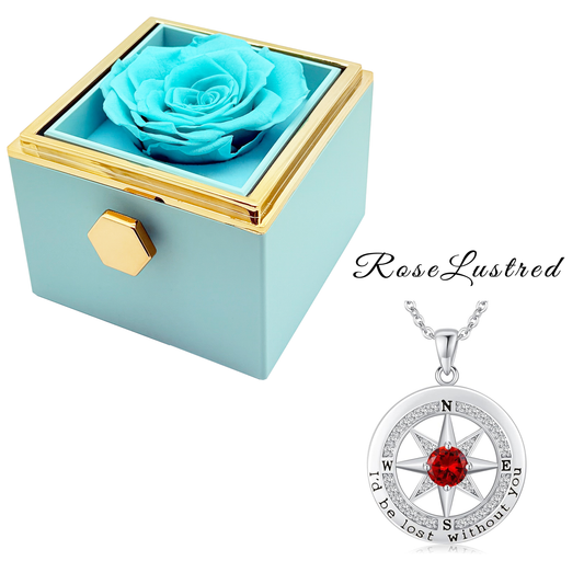 Eternal Rose - Eternal Rotating Flower Box with Birthday month Compass  Necklace · Romantic Gift Box