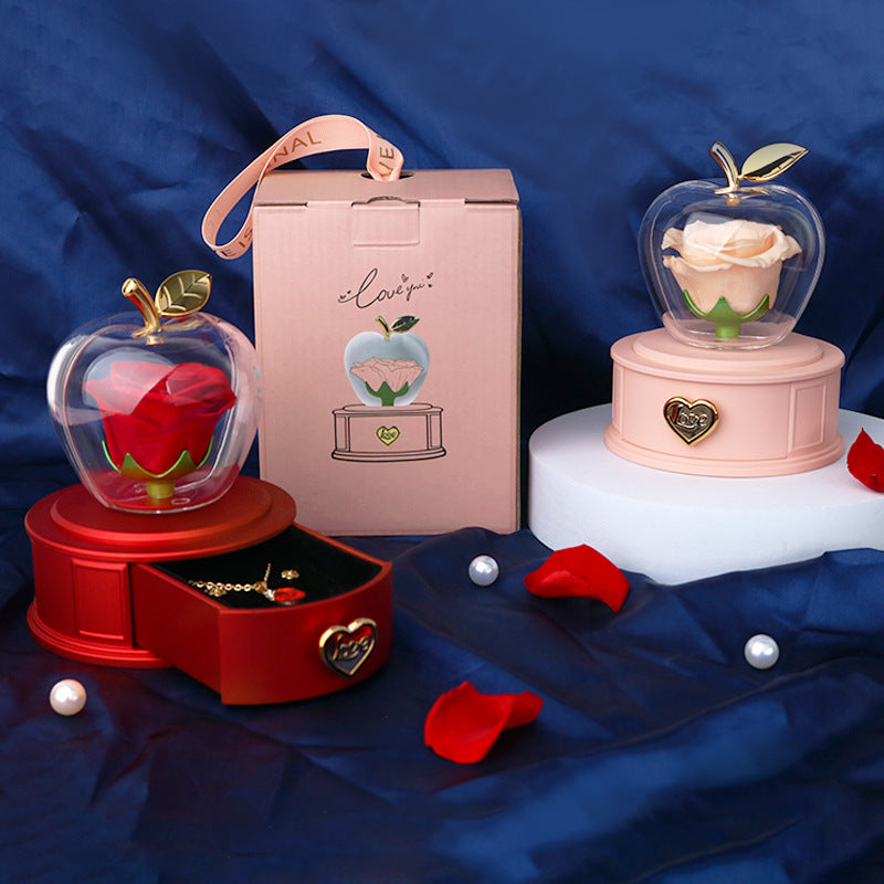 2025 new Christmas apple gift box acrylic eternal rose jewelry box necklace for younger gifts