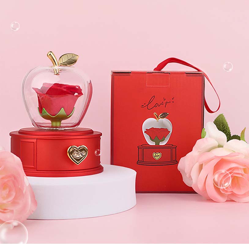 2025 new Christmas apple gift box acrylic eternal rose jewelry box necklace for younger gifts