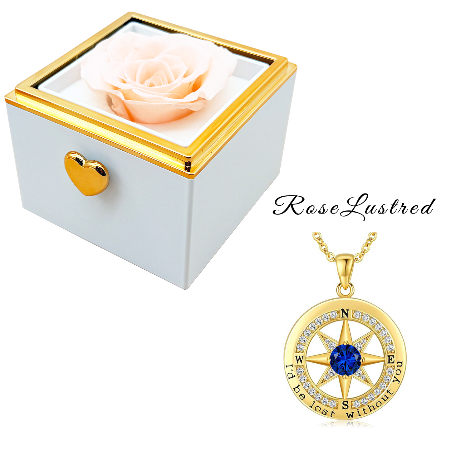 Eternal Rose-Ejection flower box  with Birthday month Compass  Necklace · Romantic Gift Box