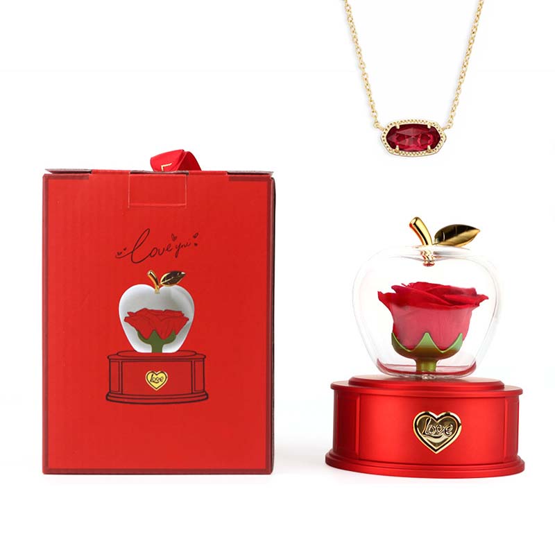 2025 new Christmas apple gift box acrylic eternal rose jewelry box necklace for younger gifts