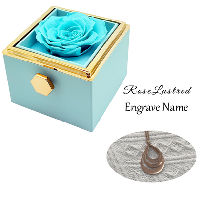 Eternal Rose - Eternal Rotating Flower Box with  Custom Engraved Necklace · Romantic Gift Box