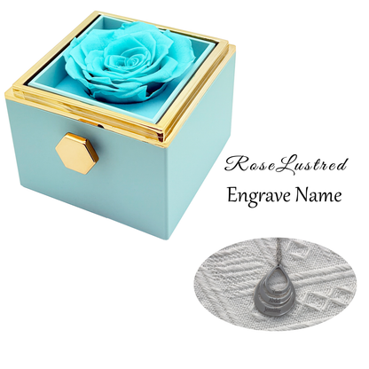 Eternal Rose - Eternal Rotating Flower Box with  Custom Engraved Necklace · Romantic Gift Box