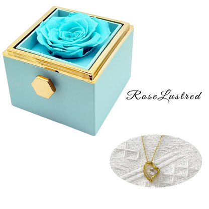 Eternal Rose - Eternal Rotating Flower Box with heart love diamond  Necklace · Romantic Gift Box