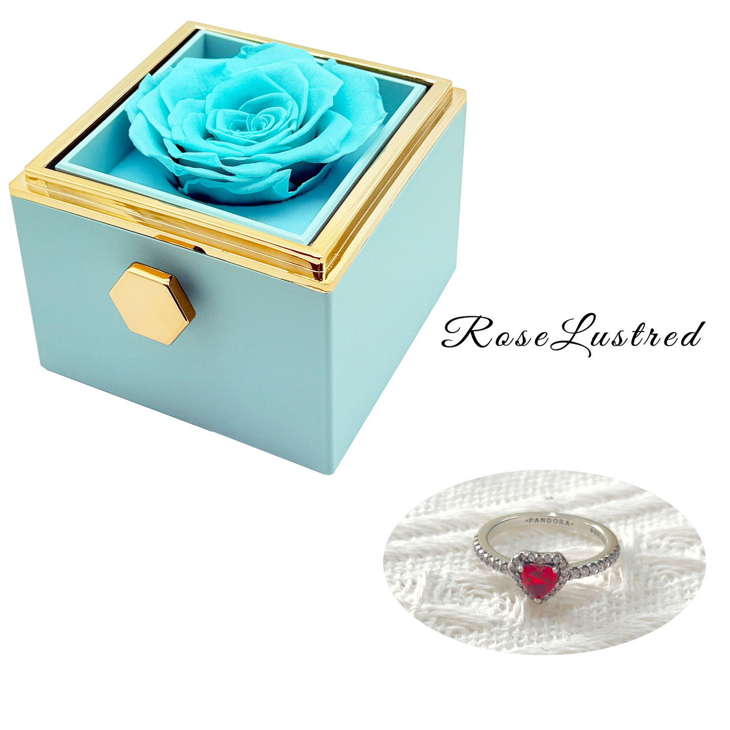 Eternal Rose - Eternal Rotating Flower Box with heart love diamond  Ring · Romantic Gift Box