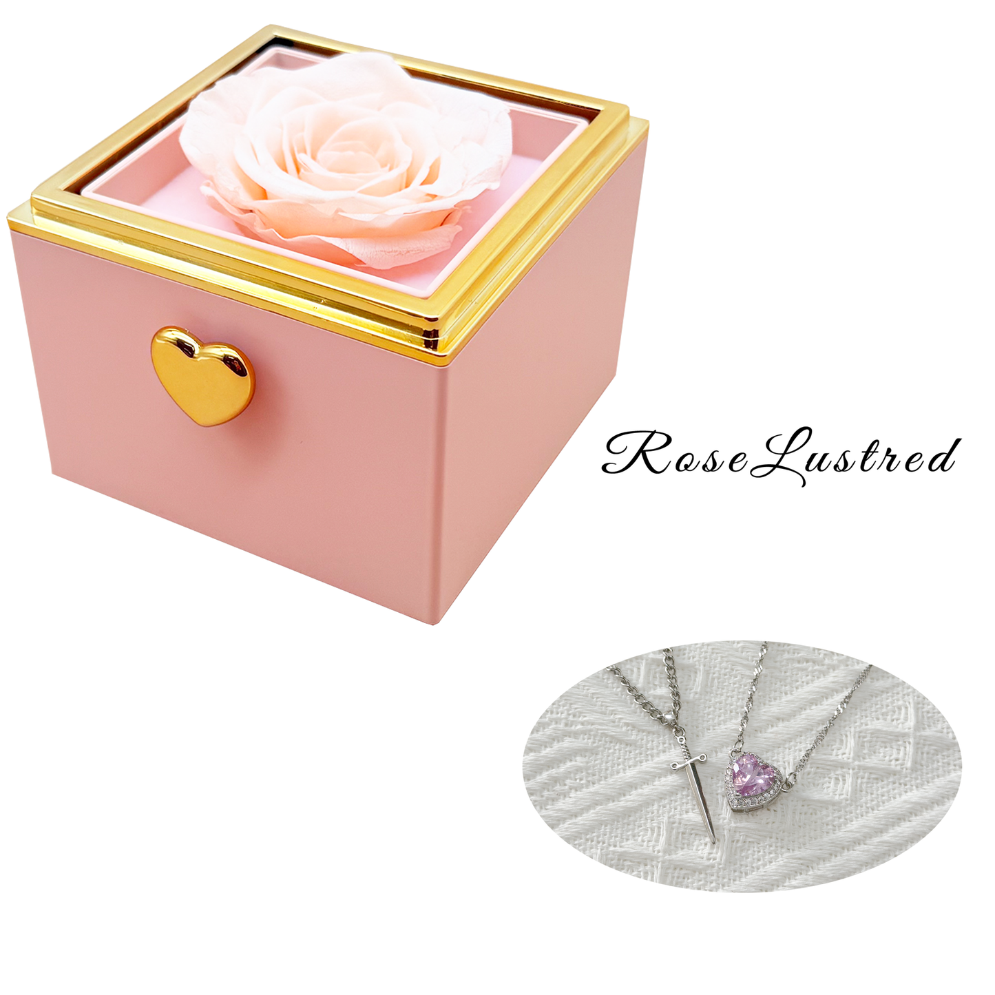 Eternal Rose-Ejection flower box  with Couple  Necklace · Romantic Gift Box