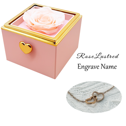 Eternal Rose-Ejection flower box  with Custom Engraved Necklace · Romantic Gift Box