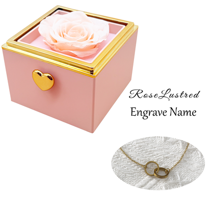 Eternal Rose-Ejection flower box  with Custom Engraved Necklace · Romantic Gift Box