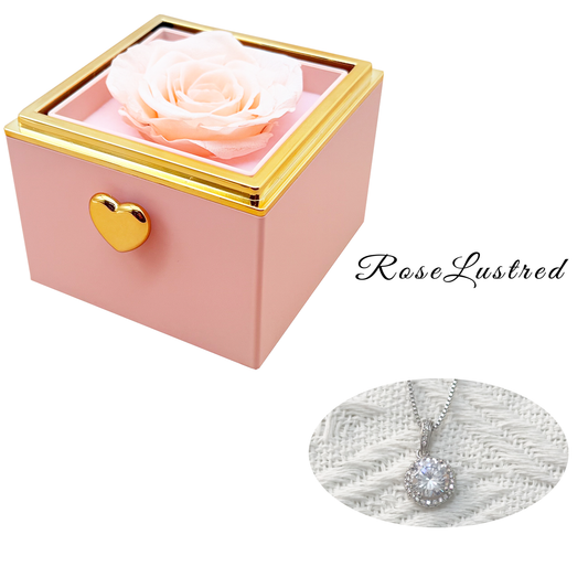 Boîte à fleurs Eternal Rose-Ejection avec collier en diamant rond · Coffret cadeau romantique