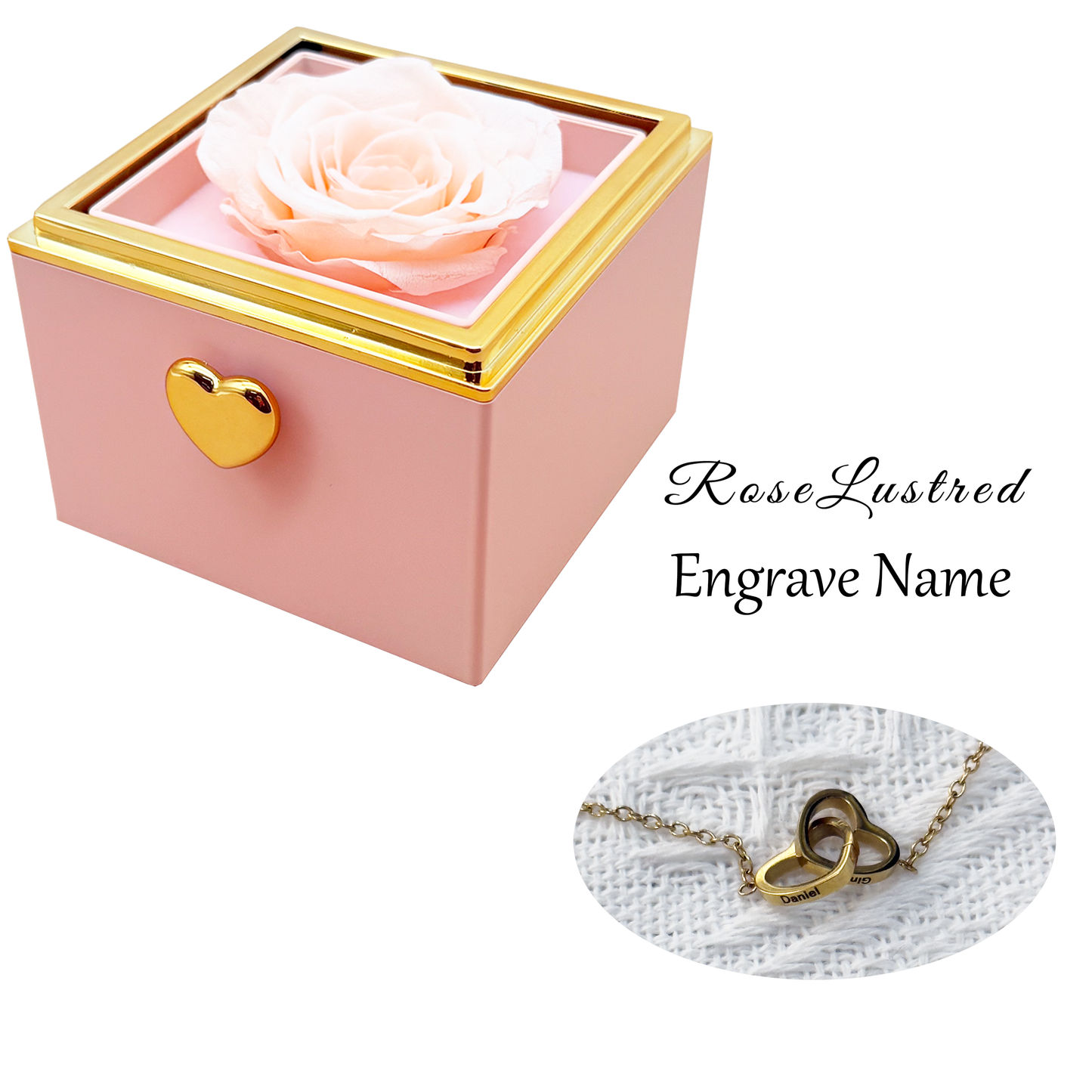 Eternal Rose-Ejection flower box  with Custom Engraved Necklace · Romantic Gift Box