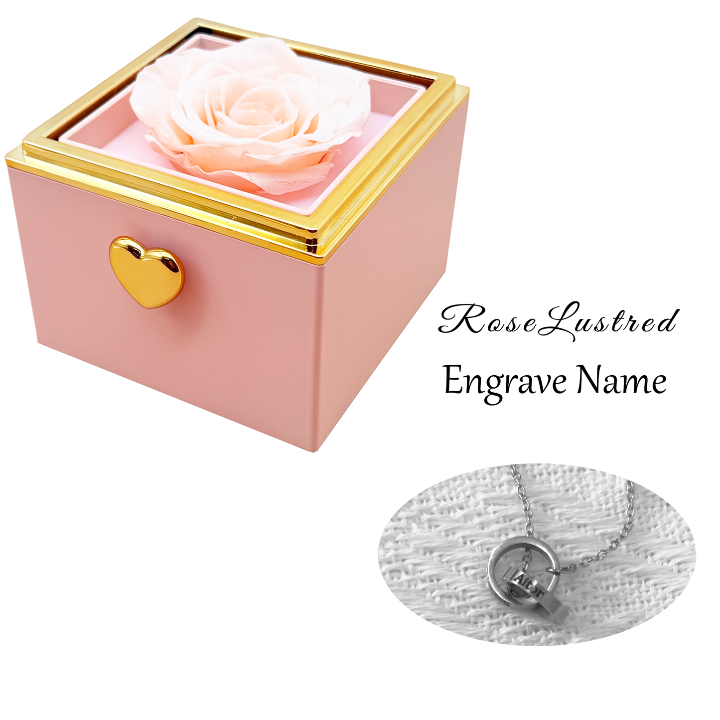 Eternal Rose-Ejection flower box  with Custom Engraved Necklace · Romantic Gift Box