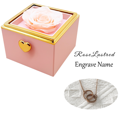 Eternal Rose-Ejection flower box  with Custom Engraved Necklace · Romantic Gift Box