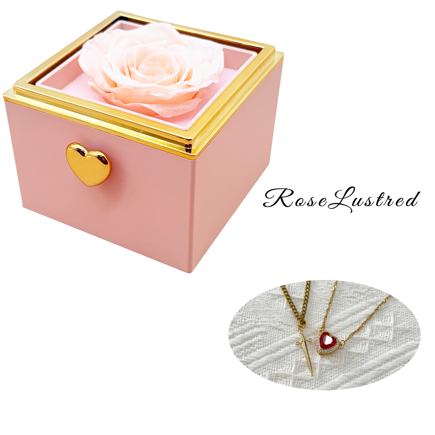 Eternal Rose-Ejection flower box  with Couple  Necklace · Romantic Gift Box