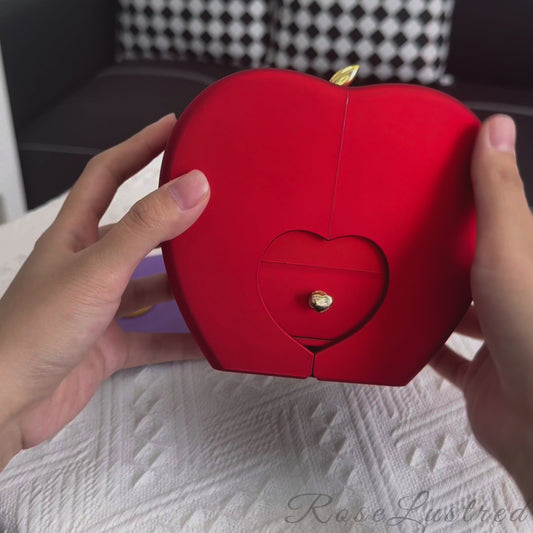 Soap Flower Apple Jewelry Box with Love you in 100 languages Necklace · Romantic Gift Box