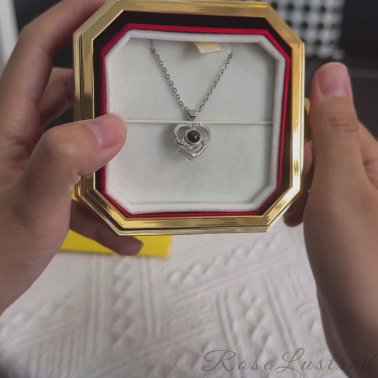 Eternal Flower Octagonal Flower Box with Love you in 100 languages Necklace· Romantic Gift Box