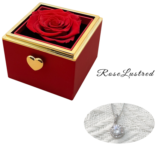 Eternal Rose-Ejection flower box with Round diamond necklace · Romantic Gift Box