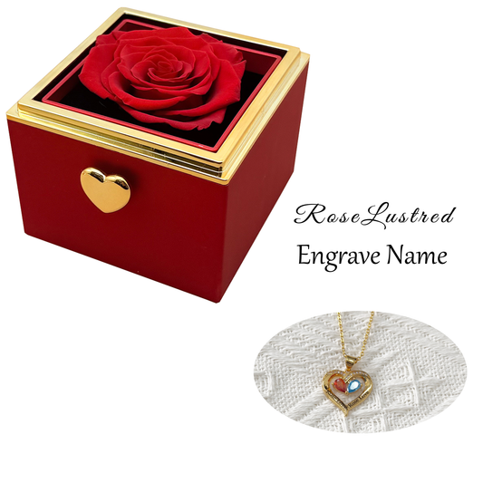 Eternal Rose-Ejection flower box with  Custom Engraved Necklace · Romantic Gift Box