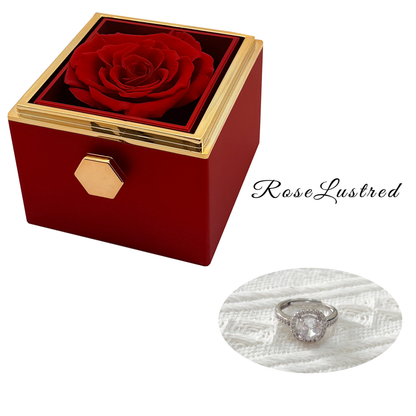 Eternal Rose - Eternal Rotating Flower Box with Round diamond  Ring · Romantic Gift Box