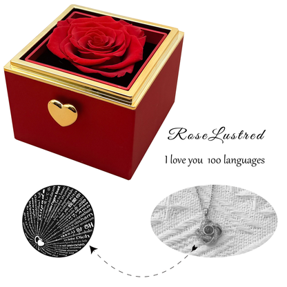 Eternal Rose-Ejection flower box with Love you in  100 languages Necklace · Romantic Gift Box