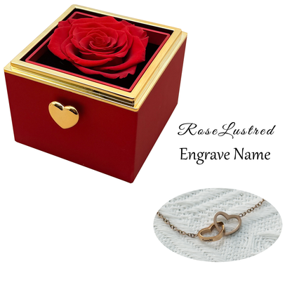 Eternal Rose-Ejection flower box  with Custom Engraved Necklace · Romantic Gift Box