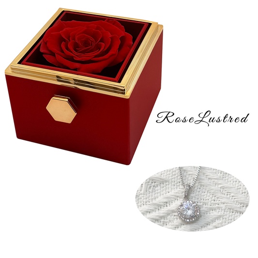 Eternal Rose - Eternal Rotating Flower Box with Round diamond  Necklace · Romantic Gift Box