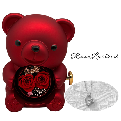 Eternal Rose Bear with heart love  Necklace  · Romantic Gift Box