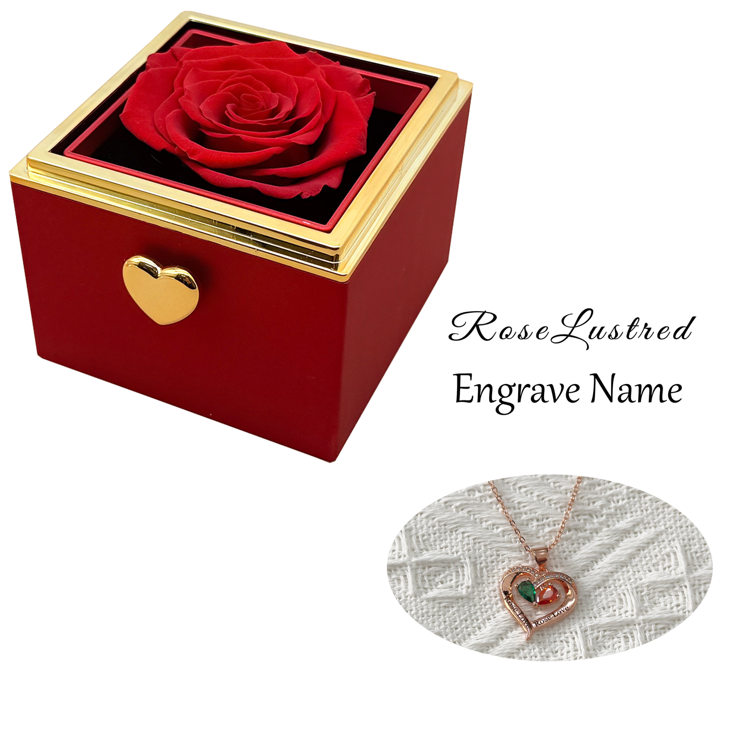 Eternal Rose-Ejection flower box with  Custom Engraved Necklace · Romantic Gift Box