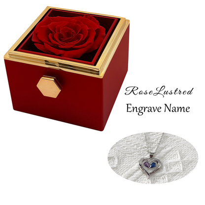 Eternal Rose - Eternal Rotating Flower Box with  Custom Engraved Necklace · Romantic Gift Box