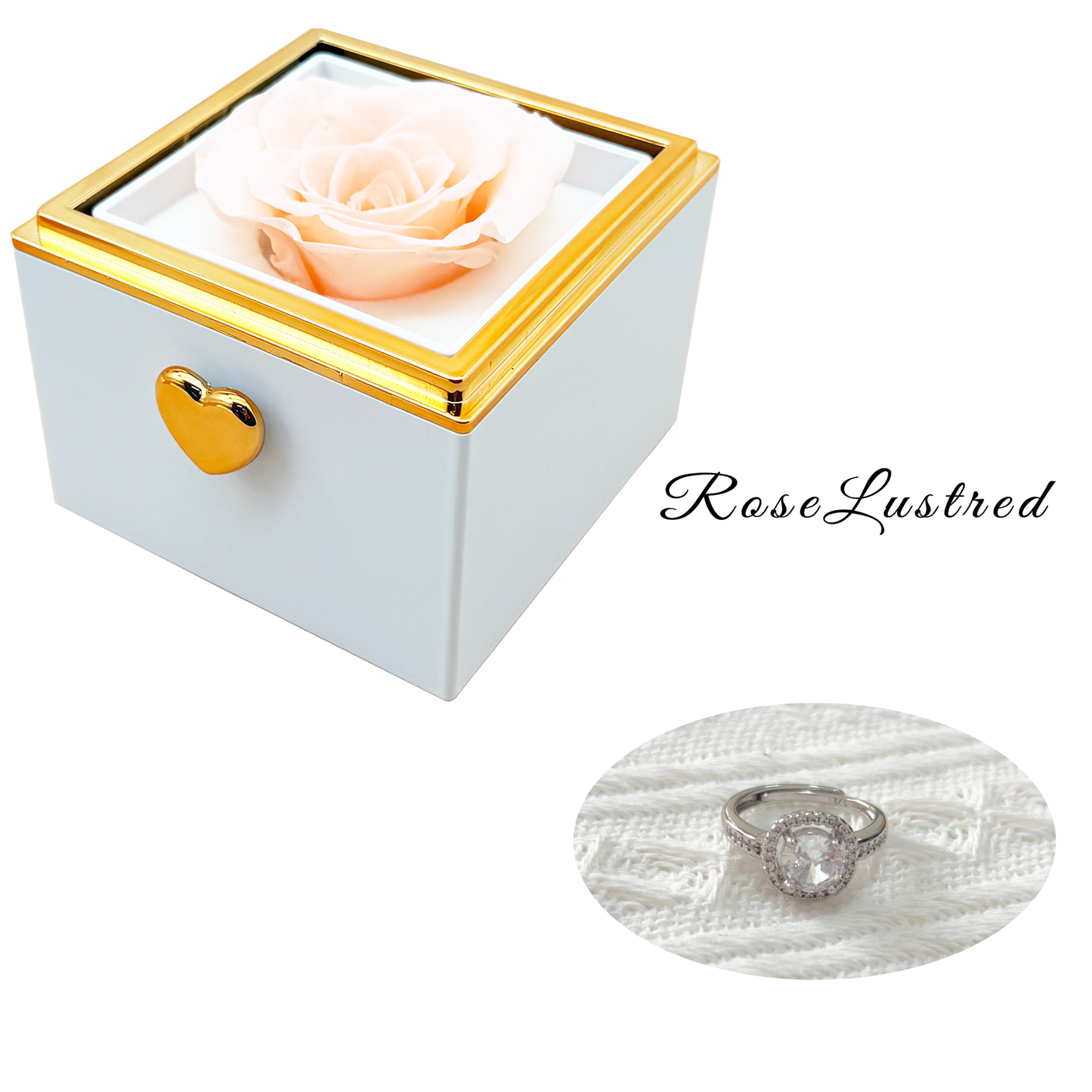 Eternal Rose-Ejection flower box with Round diamond ring · Romantic Gift Box