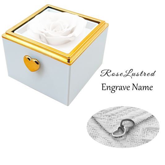 Boîte à fleurs Eternal Rose-Ejection avec collier gravé personnalisé · Coffret cadeau romantique