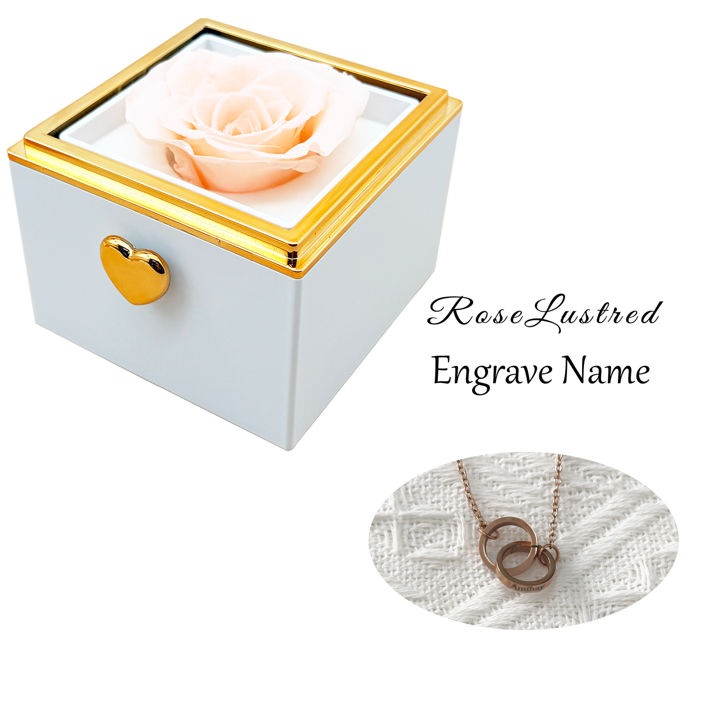 Eternal Rose-Ejection flower box  with Custom Engraved Necklace · Romantic Gift Box