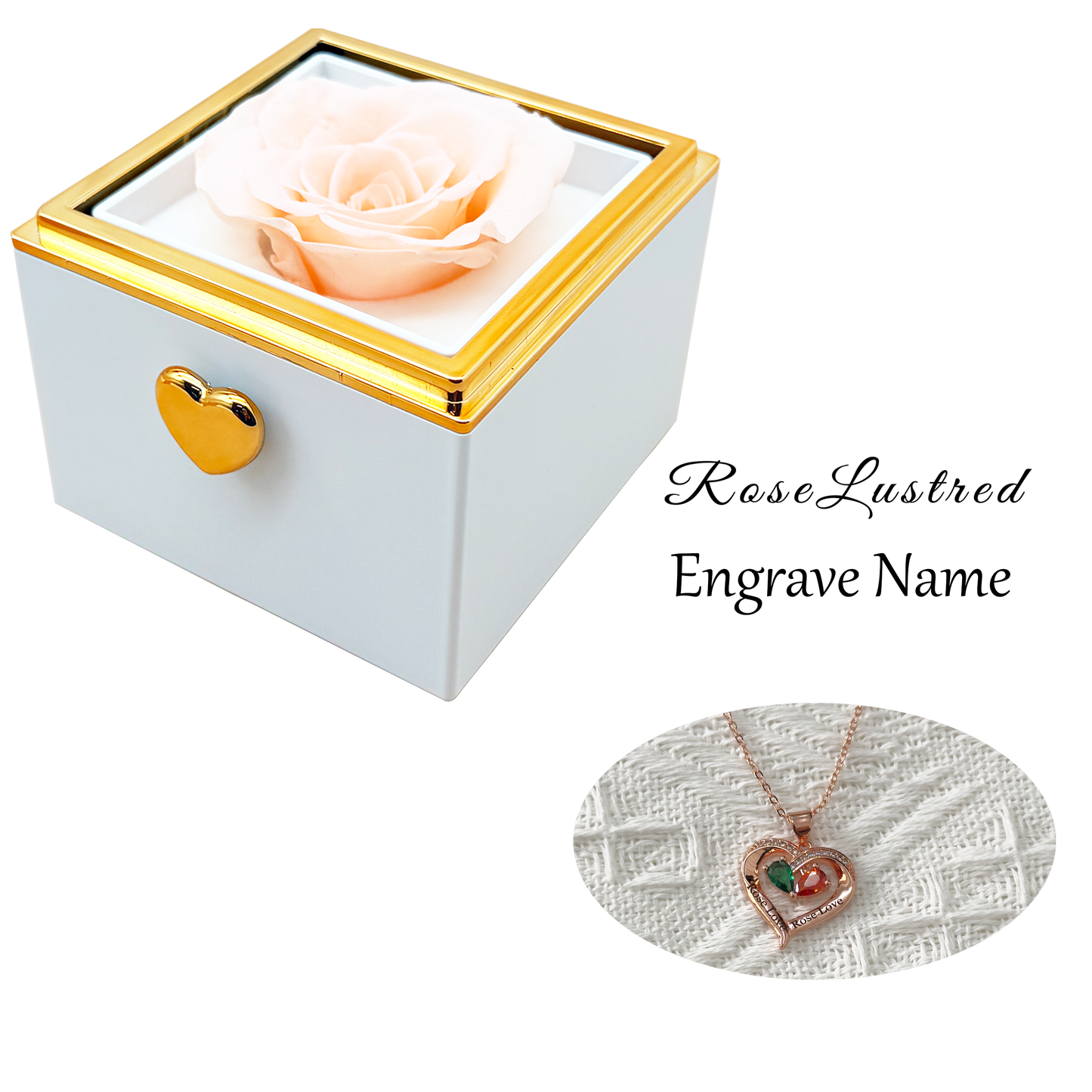 Eternal Rose-Ejection flower box with  Custom Engraved Necklace · Romantic Gift Box